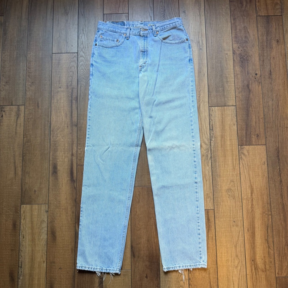 Vtg 90s Levis 550 Relaxed Fit Tapered Jeans Made USA Men 34x36 Light Wash Blue